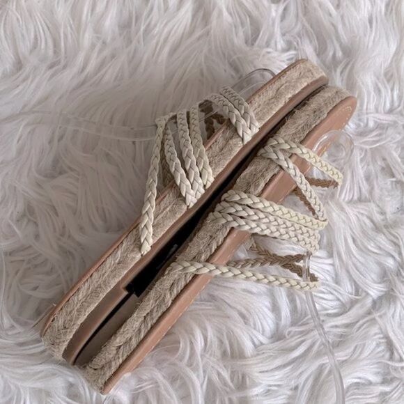 MADEWELL Kathryn Espadrille Slide Sandal braided Leather straps cream NWOT - Picture 6 of 11